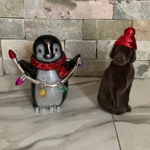 Bath & Body Works Holiday Penguin and Dog Wallflower Set. Includes Both Plugs